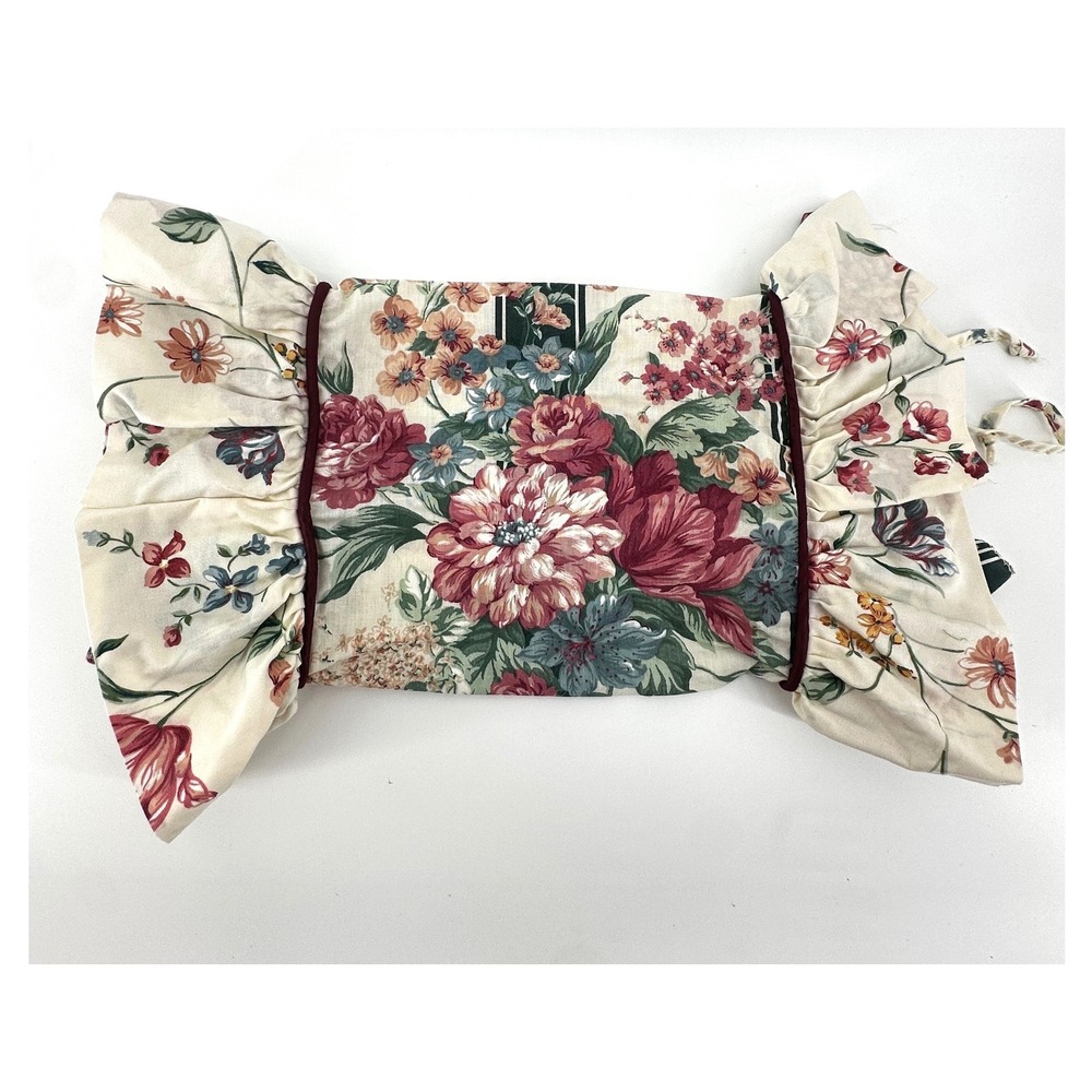 Croscill Floral Neck Roll Pillowcase Ruffled Bolster Cover Vintage Cottagecore